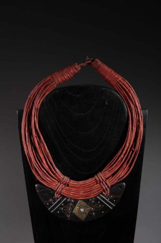 Tribal necklace leather and ebony 