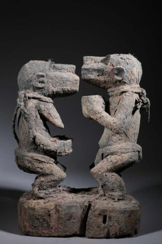 Couple de Singes fétiches Baoulé 