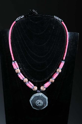 Collier ethnique coffi et perles en terre cuite 