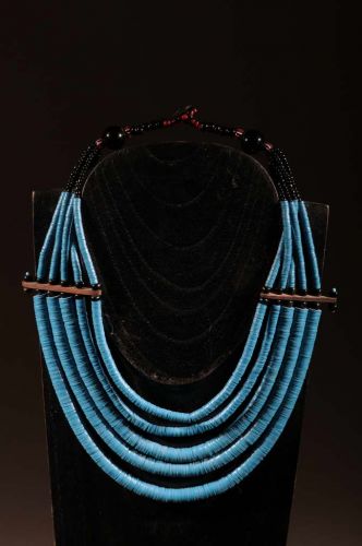 Collier ethnique coffi bleu 