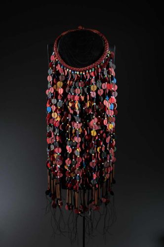 ethnic necklace Lattice-work leather and coffi 