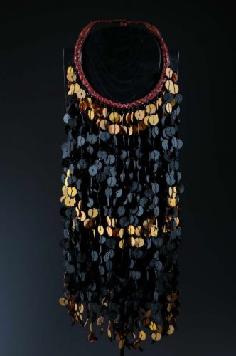 ethnic necklace Lattice-work leather and coffi 