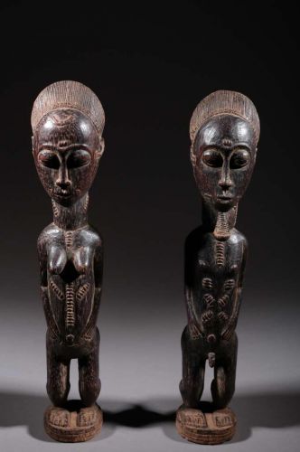 Couple of spouses statues of the afterlife Baoulé 