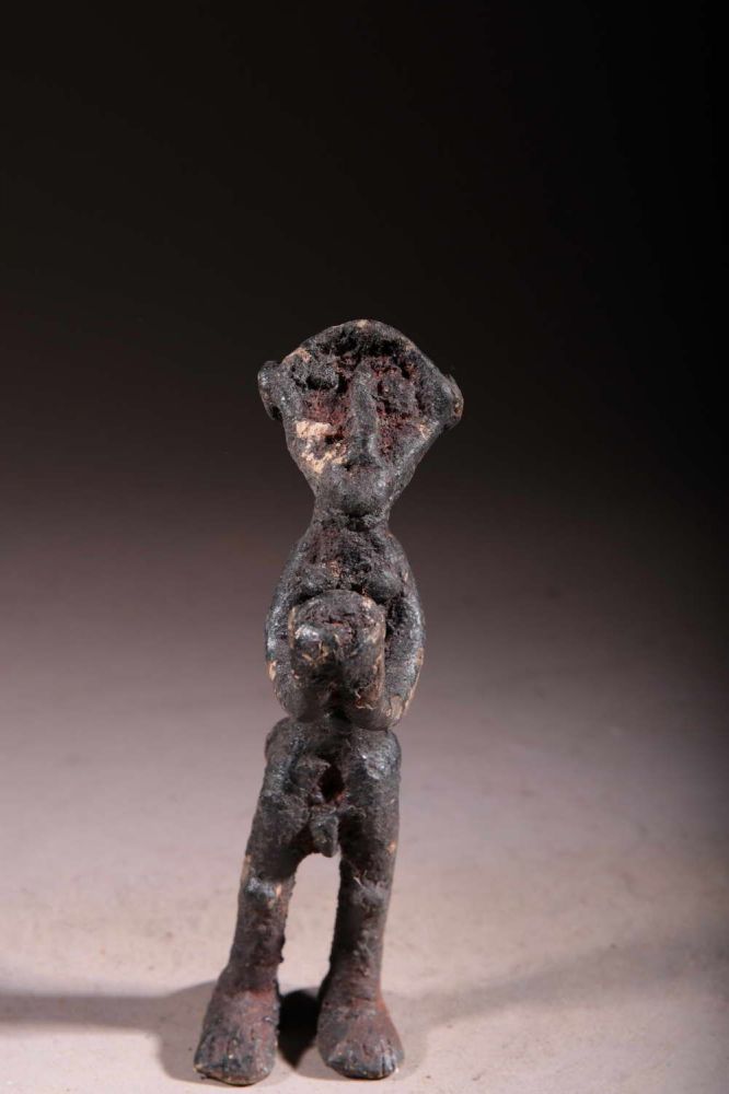 Singe fétiche d'autel Baoulé en bronze 